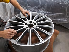 clean alloy wheel ready for spraying